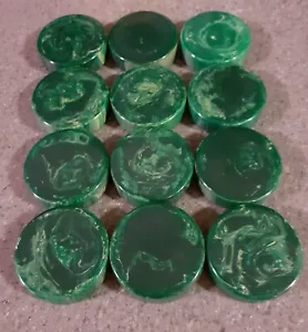 Vtg Crisloid Bakelite Backgammon 1.75" Tournament Marbled Pcs Watermelon Green - Picture 1 of 4