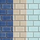 Design ID Subway Tile Vinyl Wallpaper Beige Navy Sky Blue Paste The Wall Modern