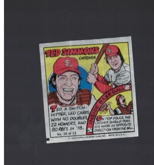 Ted Simmons St. Louis Cardinals 1979 Topps Chewing Gum Comic - Image 1 of 1