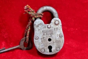 Iron Lock and Key Old Vintage Antique Collectible - Picture 1 of 4