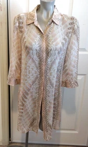 Chico's Ladies Size 0 Small Sheer Polyester 3/4 Sleeves Pink Tan & White Blouse - Imagen 1 de 7
