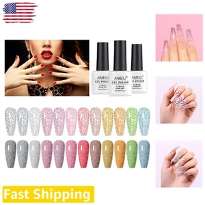 12-Piece Reflective Glitter Gel Nail Polish Set - Holographic Diamond Shine - Picture 1 of 11