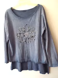 ***MADE IN ITALY Tg M impreziosito TOP denim blu!! - Foto 1 di 4