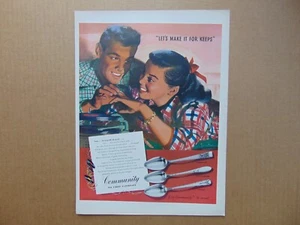 1947 COMMUNITY SILVERPLATE Patterns Happy Couple art print ad - Picture 1 of 1