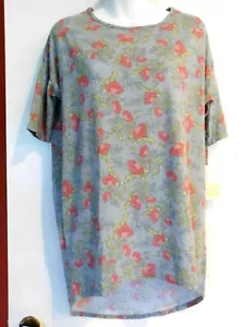 Nueva con etiquetas Camiseta Lularoe Talla XXS Irma Túnica Hi-Lo Mangas Cortas Top Gris con Flores de Rosa - Imagen 1 de 9