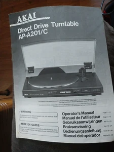 AKAI AP-A201/C manuale proprietario per giradischi ad azionamento diretto A201 - Foto 1 di 2