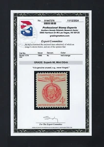 #1174 Gandhi PSE Superb 98, Mint OGnh with PSE Certificate - Picture 1 of 2