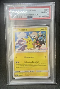 Pokemon Indonesia Pikachu 009/SM-P SELLO INDOMARET (¡Arte exclusivo!) PSA 8 - Imagen 1 de 5
