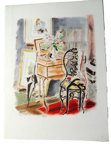 André Dignimont. Lithographie originale signée " La table à ouvrage " 38x28 1946 - Picture 1 of 3