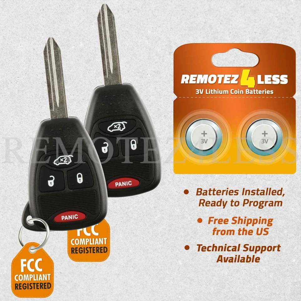 2 For 2008 2009 2010 2011 2012 2013 - Jeep Liberty Dodge Avenger Remote Key Fob Foto 1 de 1