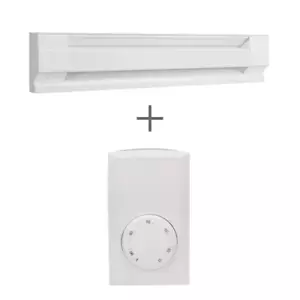 36 In. 240/208-Volt 750/563-Watt Electric Baseboard Heater in White with Wall Th - Picture 1 of 12