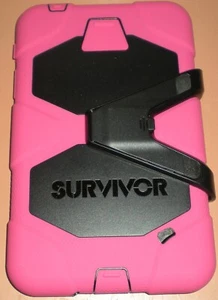 Pink & Black Survivor All-Terrain Case + Stand for Samsung Galaxy Tab 4 (7.0) - Picture 1 of 3