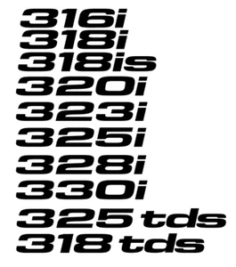 BMW E36 Matte black vinyl badge 316 318 318is 320i 323i 325i 328i 330i 325tds - Picture 1 of 1