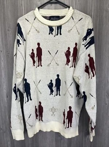 Jack Nicklaus Knitted Pullover Sweater Men’s Size L Golf Golfers All Over Print - Picture 1 of 4
