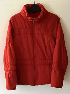 M&S Ladies Short Red Puffa Jacket UK Size Large Hideaway Hood Pockets - Picture 1 of 8