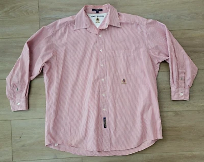 Vestido informal de colección Tommy Hilfiger rojo a rayas manga larga botón delantero 17-33 Foto 1 de 4