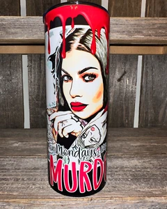 On Mondays We Talk Murder - 20oz oz 20 oz. 20oz. - Skinny Sublimation Tumbler - Picture 1 of 6