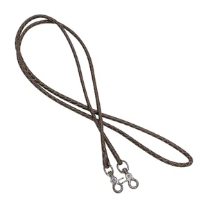 7Ft Brown Western Leather Braided Roping Reins Snap - Picture 1 of 3