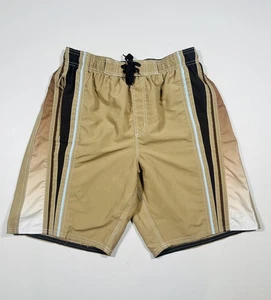 Costume da bagno Ocean Pacific OP uomo medio kaki a righe pantaloncini da tavola foderati in rete - Foto 1 di 5