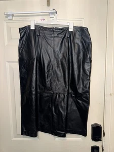 Vintage Leder Midi Bleistiftrock Taschen Avanti Damen Größe 22 Schwarz (G) - Bild 1 von 2