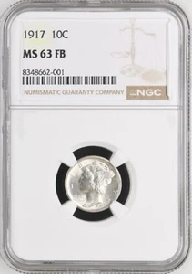 1917 Mercury Dime FULL SPLIT BANDS NGC MS63 FB ‼️BLAST WHITE‼️ - Picture 1 of 4