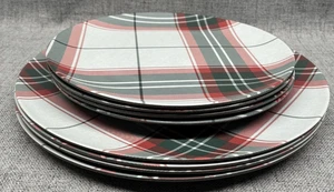 Magnolia Hearth & Hand Plaid Melamine Plates Salad Dinner Holiday Christmas 2021 - Picture 1 of 4