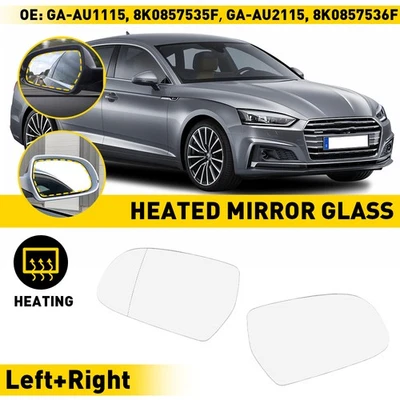 Espejo retrovisor izquierdo y derecho de cristal con calefacción para Audi A3 A4 A5 Quattro 2010-2017 2 piezas Foto 1 de 4