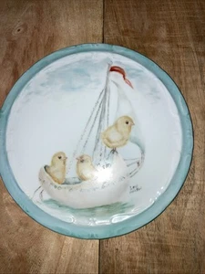 Ceramic Trivet Wall Art Chicks In A Boat Handpainted 8” - Picture 1 of 5