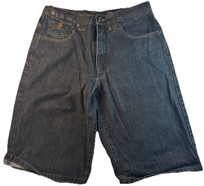 Vintage Y2k Rocawear Jean Shorts Men's 34 Blue Baggy Denim Cotton 5-Pocket Zip - Image 1 of 4