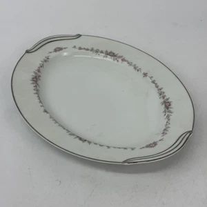 Vtg Noritake Rosepoint 12 Inch Platter 6206 White Platinum Rim Roses - Picture 1 of 5