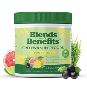 Blends with Benefits Super Greens Powder w/Probiotics, Digestive Enzymes, Sug... - Picture 1 of 6