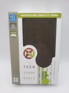 NIV Teen Study Bible Compact Edition Brown Leathersoft Small Print Lay-Flat - Picture 1 of 8
