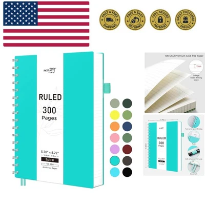 Cuaderno Spiral College con reglas, 300 páginas, A5 tamaño mediano 5,7" x 8,2", para Sch... Foto 1 de 4