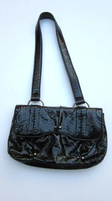 LEONELLO BORGHI Slick Black Patent Handbag, TRIPLE MINT - Image 1 of 4