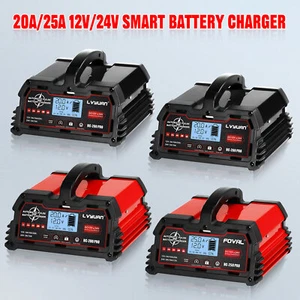 20A 25A 12V/24V Smart Car Battery Charger Pulse Repair Lead-Acid & 12V Lifepo4 - Picture 1 of 47