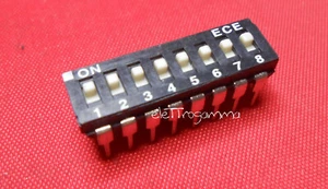 Dip switch interruttore DIL passo 2.54 mm 8 poli contatti minidip on/0ff - Imagen 1 de 1