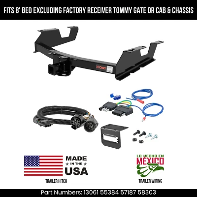 For 11-14 Silverado 3500HD Trailer Hitch w/ 5 Pin Wiring 8'Bed Std Bmpr Curt 8K — 第 1/4 张图片