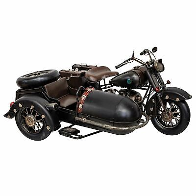 Modell Motorradgespann Blech Metall Motorrad Gespann Oldtimer Antik-Stil 35cm • 79.90€
