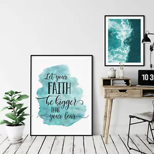Deja que tu fe sea más grande que tu miedo, impresiones de guardería arte de pared impresión decoración - Imagen 1 de 5