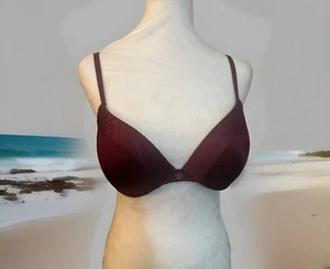 Victoria’s Secret Maroon Push Up Bra 36B Metal Logo Piece - Picture 1 of 23