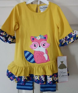 Rare Editions Girls Two Piece Embroidered Fox w/pants/NWT/Size 24M/RTLS $48 - Picture 1 of 12