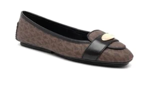 Michael Kors Ballet Plate Moc MK Logo Signature Brown Slip-on Shoes Size 9.5 NEW - Picture 1 of 9