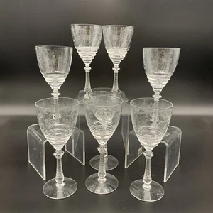 VTG Elegant Clear Glass Rock Sharpe Dixie Claret Wine Set Of 8 - Picture 1 of 17