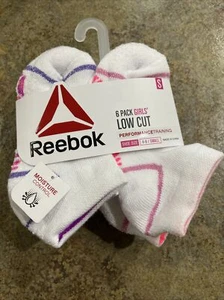Reebok Girls Youth 6-Pk Low Cut Socks Sz S 4-8 White Multi 6 Pairs - Picture 1 of 2