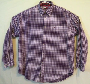 Tommy Hilfiger Mens Dress Shirt Red/Blue Check Stripe Size XL Long Sleeve - Picture 1 of 8