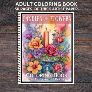 Candles - Spiral Bound Adult Coloring Book - Thick Artist Paper - 50 pages - Picture 1 of 3