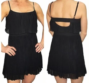 Guess Los Angeles Pleaded Black Dress Adjustable Straps Layered Zip Size 3 - Picture 1 of 7