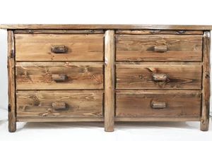 Solid wood dresser with 6 drawers in dark walnut stain Amish made - Picture 1 of 4