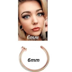 6 mm Roségold Nasenring Chirurgenstahl Reifen Lippenringe kleine dünne Körper Piercing. - Bild 1 von 6