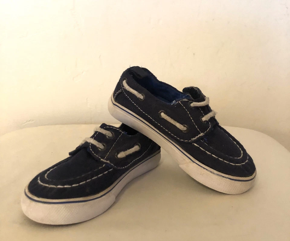¡¡VENTA FINAL!! Koala Niños Niños Barco Zapatos Azul Marino Lona Blanco Borde Talla 7 Foto 1 de 4